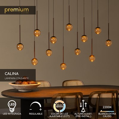 Lucide CALINA - Lámpara colgante - LED Regul. - CCT - 12x7W 2200K/3300K - Café | Premium